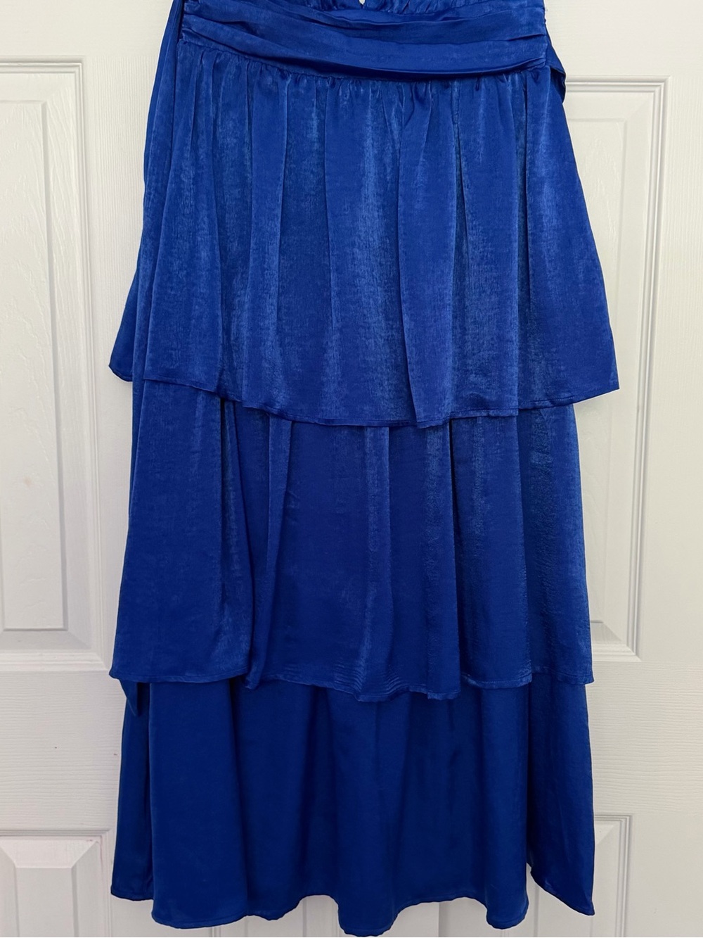 Lulu's Royal Blue Tiered Maxi Dress with Waist Tie - Picture 4 of 7